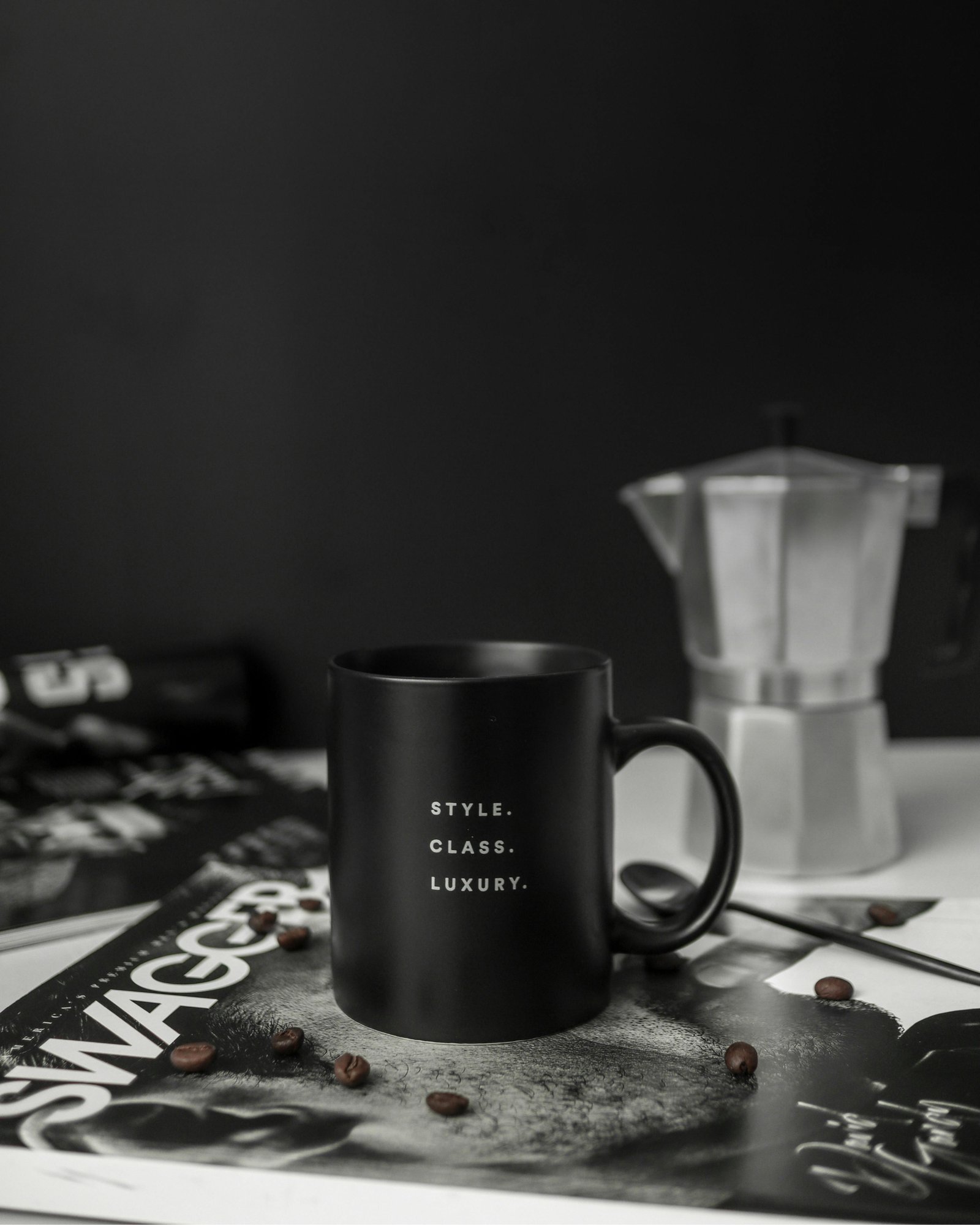 A custom printed white coffee mug